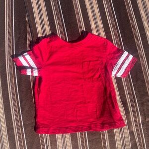 Old Navy Red Kids Tee with White Sleeve Stripes